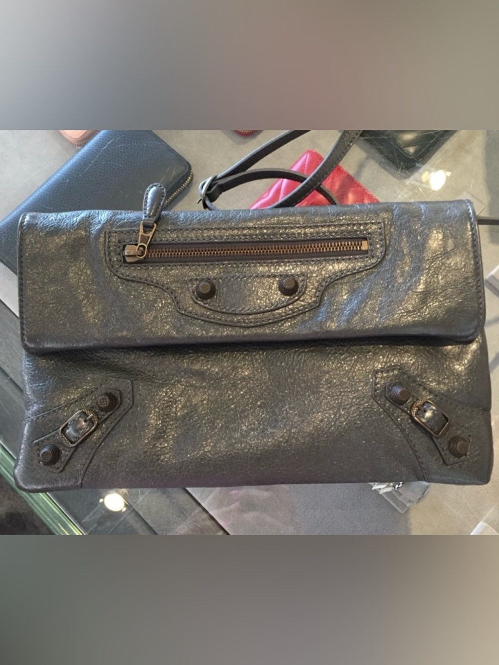 BALENCIAGA Le City Clutch / Strap Bag in Gris Fossile